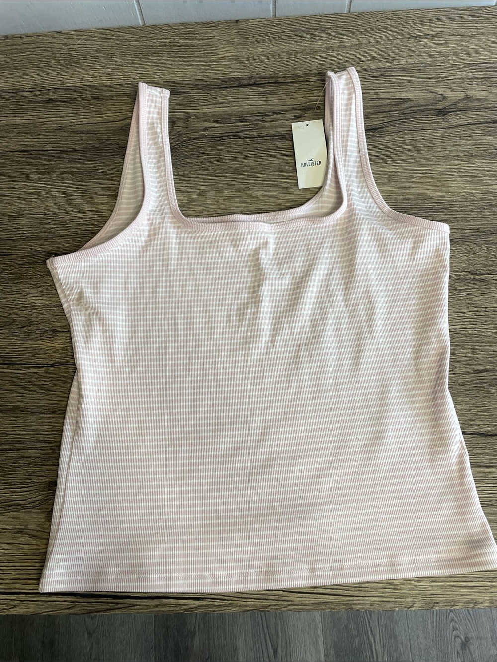 Hollister Pale Pink Ribbed Square-Neck Tank